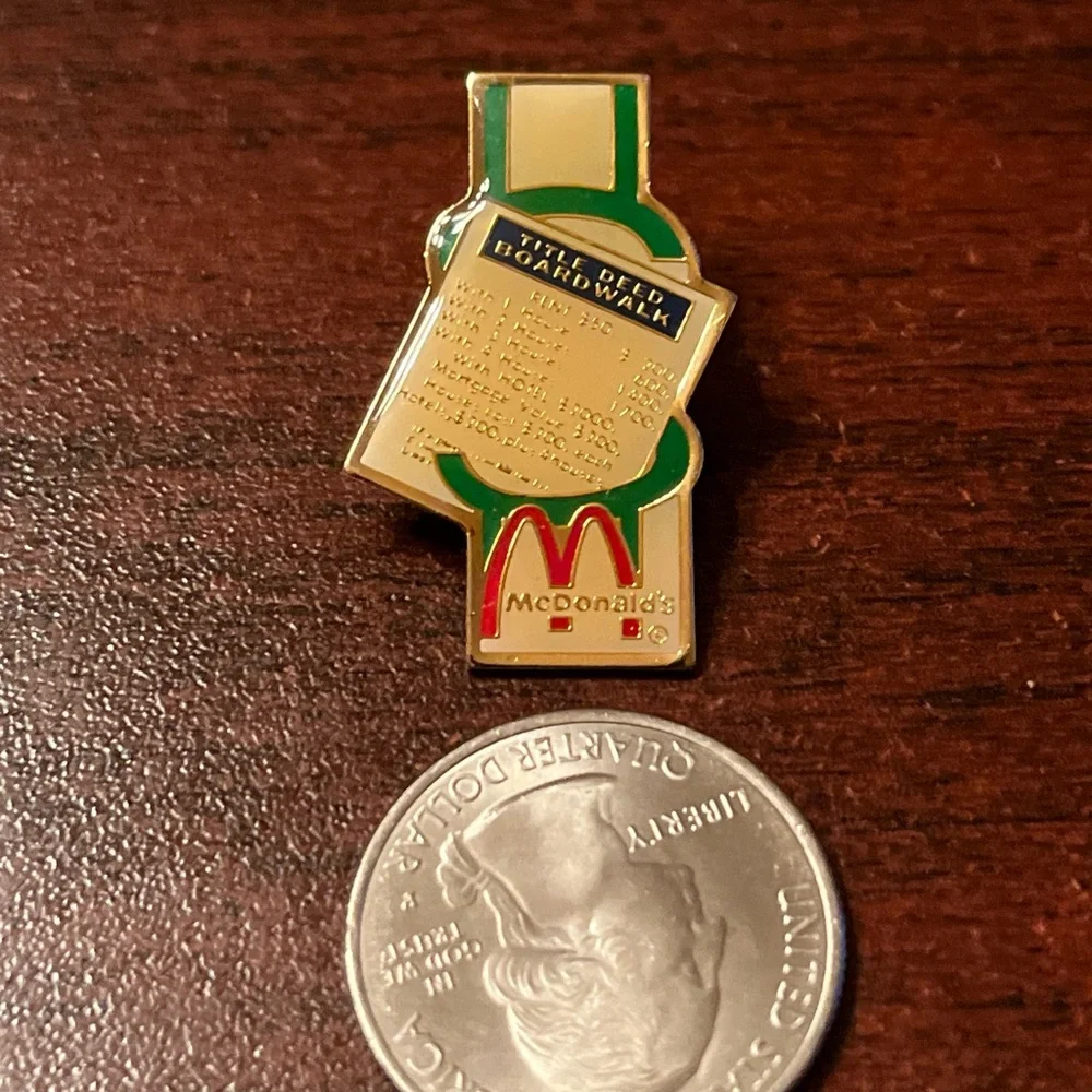 McDonald's Monopoly Boardwalk‎ Title Deed Employee Lapel Hat Pin